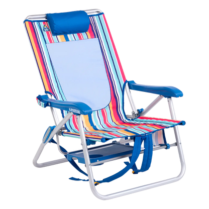 Backpack Travel Big Surf with Slide Table - Choice 334 - Low-Profile Reclining Beach Chair with Backpack Straps Detail