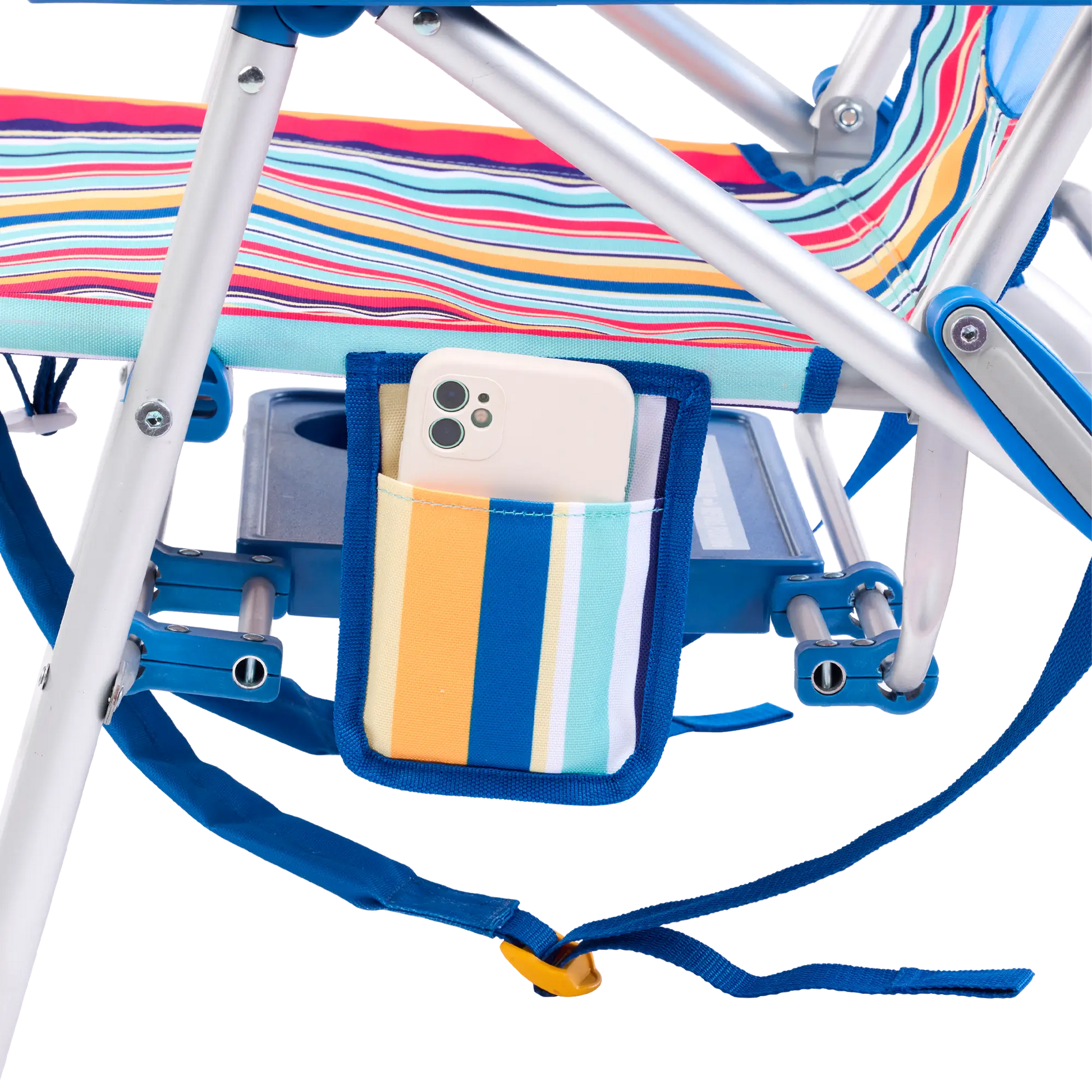 Backpack Travel Big Surf with Slide Table - Choice 334 - Low-Profile Reclining Beach Chair with Backpack Straps Detail