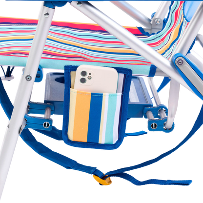 Backpack Travel Big Surf with Slide Table - Choice 334 - Low-Profile Reclining Beach Chair with Backpack Straps Detail