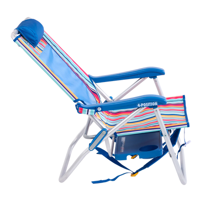 Backpack Travel Big Surf with Slide Table - Choice 334 - Low-Profile Reclining Beach Chair with Backpack Straps Detail