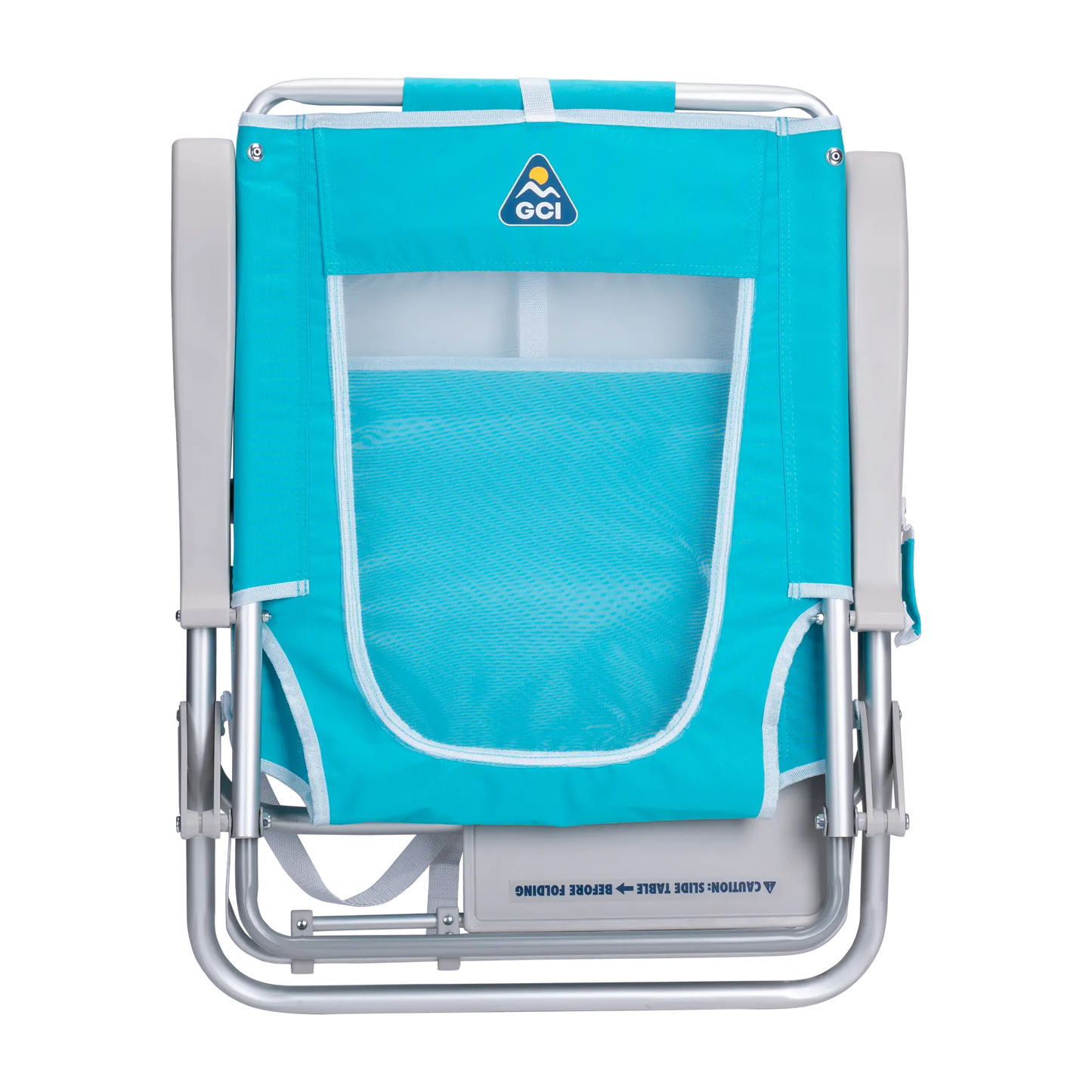 Backpack Travel Big Surf with Slide Table - Choice 334 - Low-Profile Reclining Beach Chair with Backpack Straps Detail
