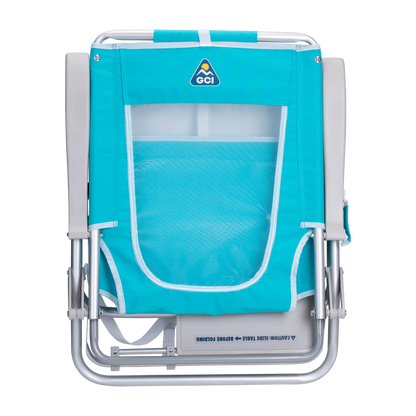 Backpack Travel Big Surf with Slide Table - Choice 334 - Low-Profile Reclining Beach Chair with Backpack Straps Detail