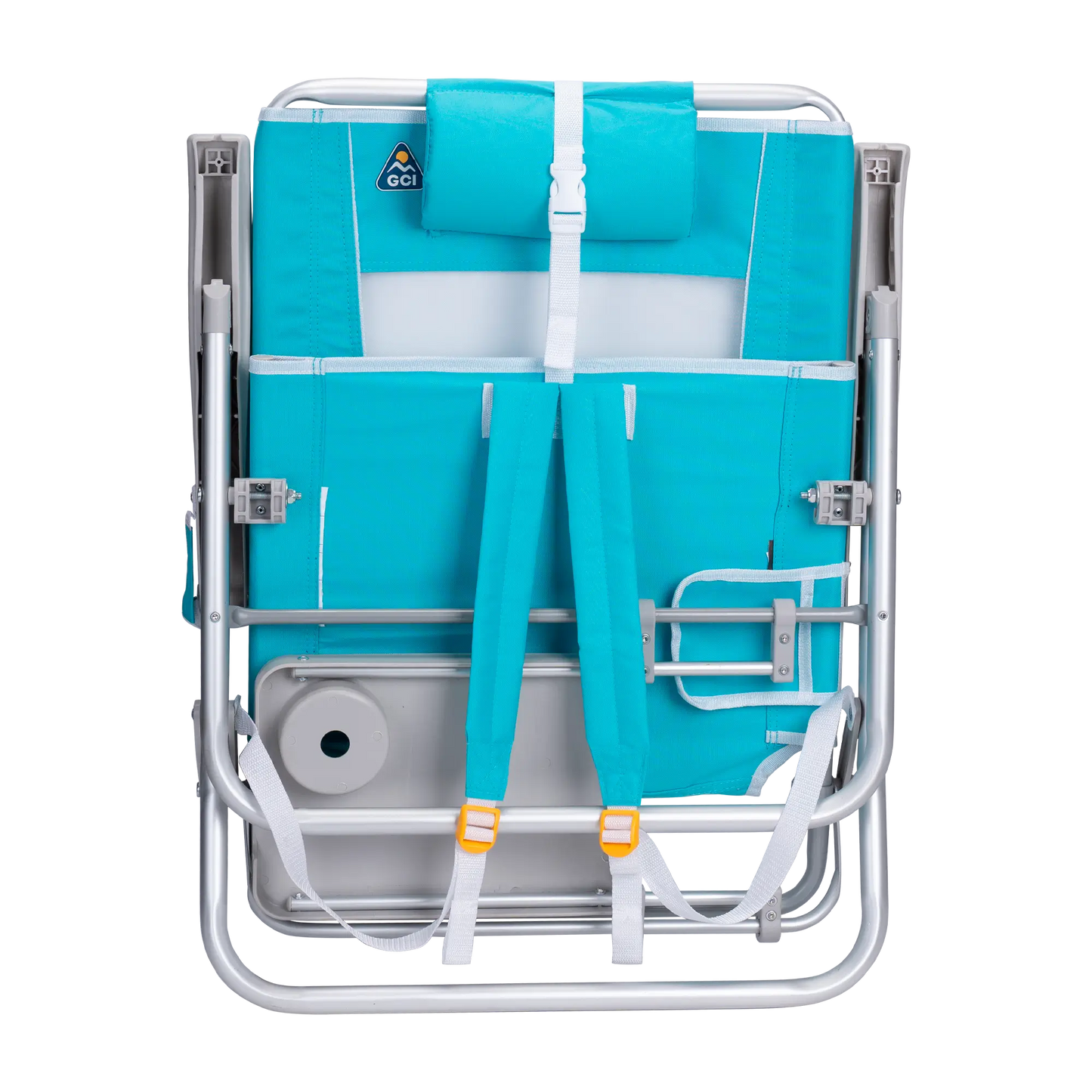 Backpack Travel Big Surf with Slide Table - Choice 334 - Low-Profile Reclining Beach Chair with Backpack Straps Detail