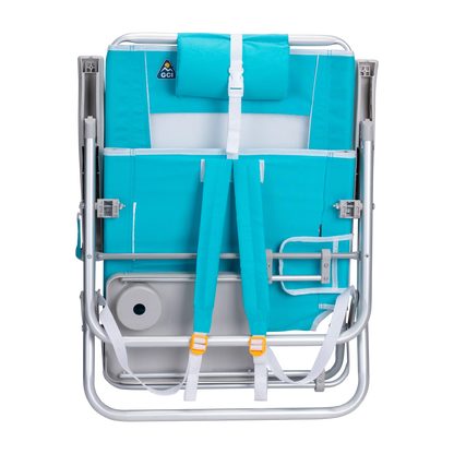 Backpack Travel Big Surf with Slide Table - Choice 334 - Low-Profile Reclining Beach Chair with Backpack Straps Detail
