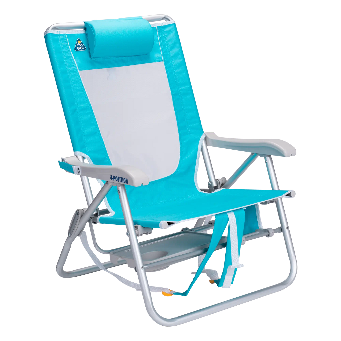 Backpack Travel Big Surf with Slide Table - Choice 334 - Low-Profile Reclining Beach Chair with Backpack Straps Detail