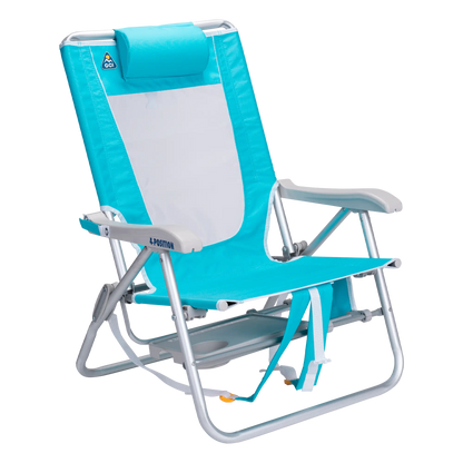 Backpack Travel Big Surf with Slide Table - Choice 334 - Low-Profile Reclining Beach Chair with Backpack Straps Detail