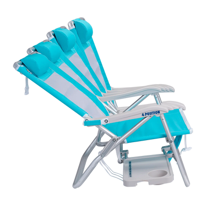 Backpack Travel Big Surf with Slide Table - Choice 334 - Low-Profile Reclining Beach Chair with Backpack Straps Detail