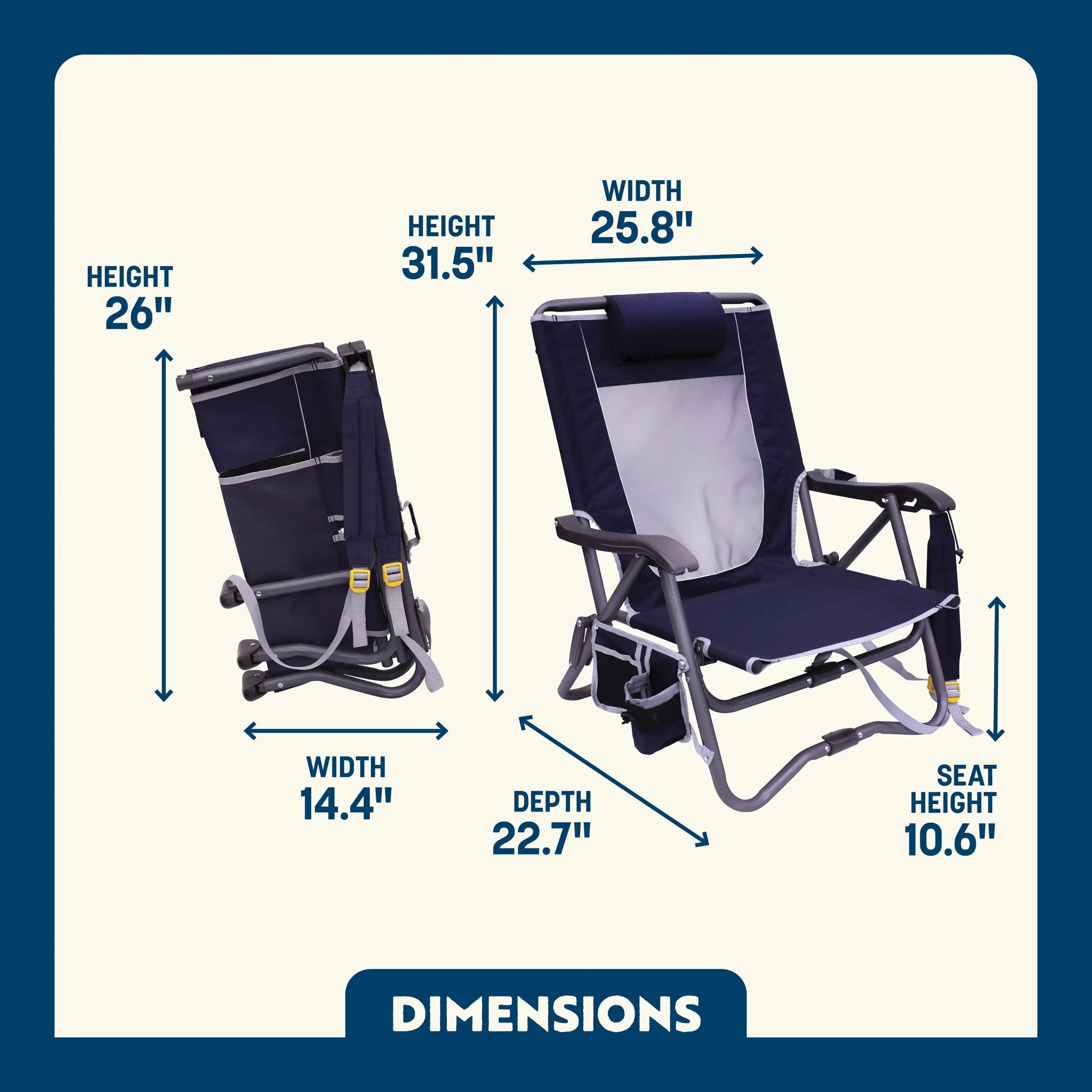 Telescoping Frame Bi-Fold Slim Event Chair - Choice 334 - Ultra-Lightweight Telescoping PackSeat Travel Stool Detail