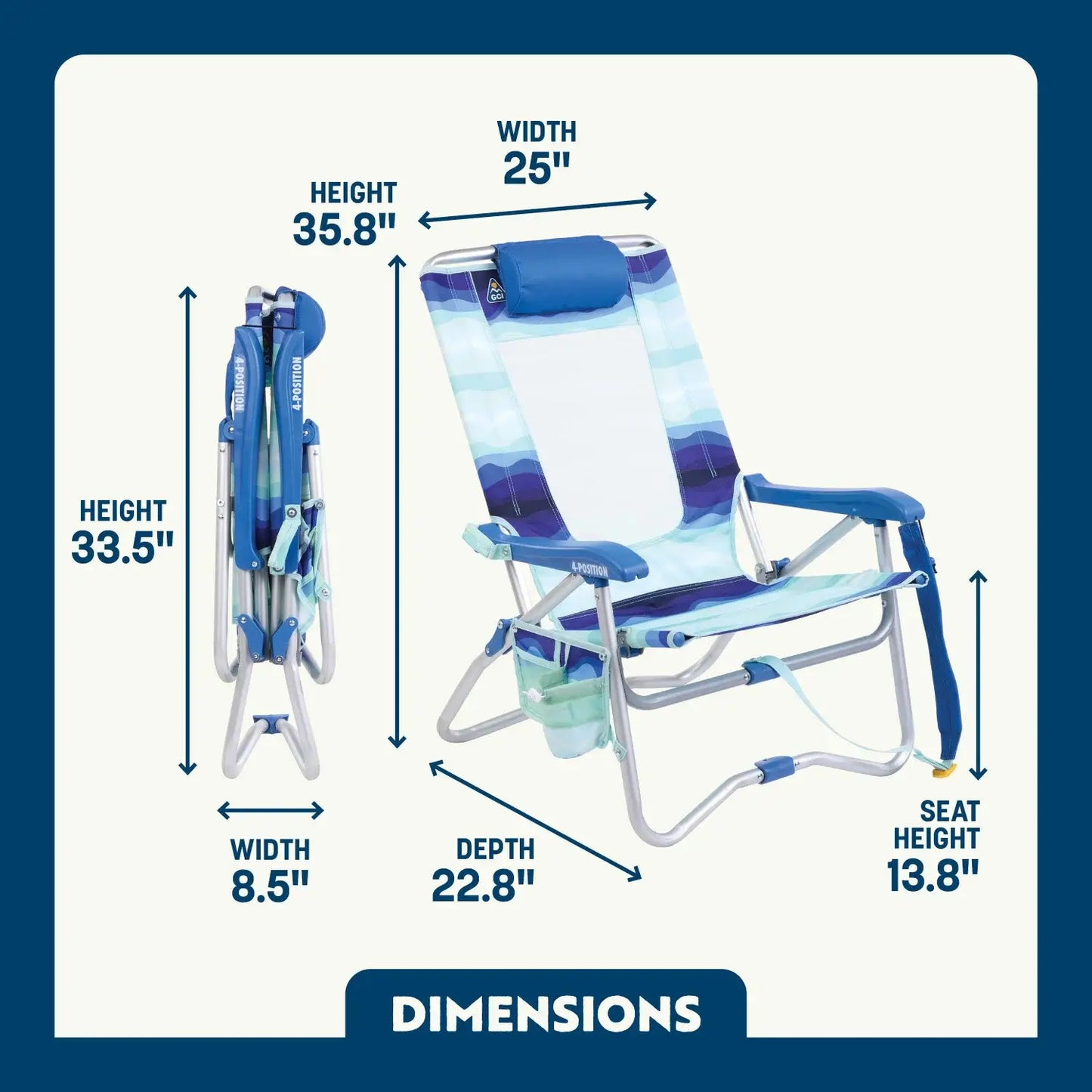 Rust-Resistant Aluminum Bi-Fold Beach Chair - Choice 601 - Rust-Resistant Aluminum Sand-Friendly Lounge Chair Detail