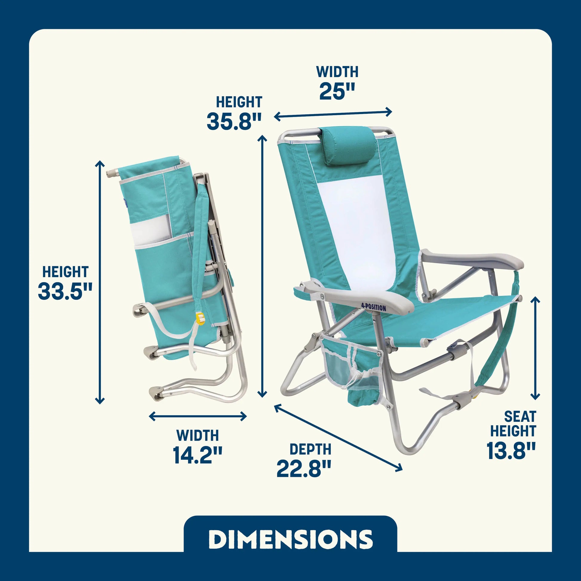 Rust-Resistant Aluminum Bi-Fold Beach Chair - Choice 601 - Rust-Resistant Aluminum Sand-Friendly Lounge Chair Detail