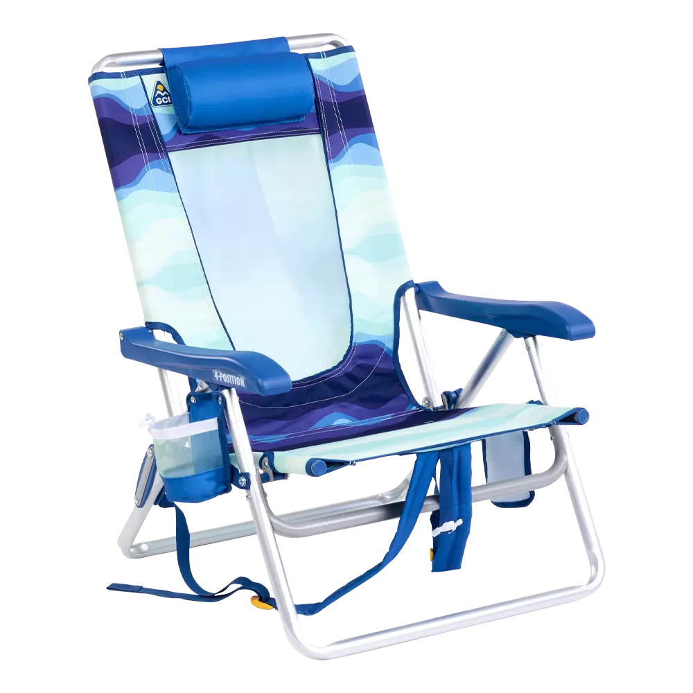 Low-Profile Backpack Beach Chair - Choice 709 - Rust-Resistant Aluminum Sand-Friendly Lounge Chair - Wave