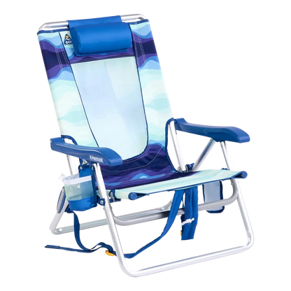 Low-Profile Backpack Beach Chair - Choice 709 - Rust-Resistant Aluminum Sand-Friendly Lounge Chair - Wave