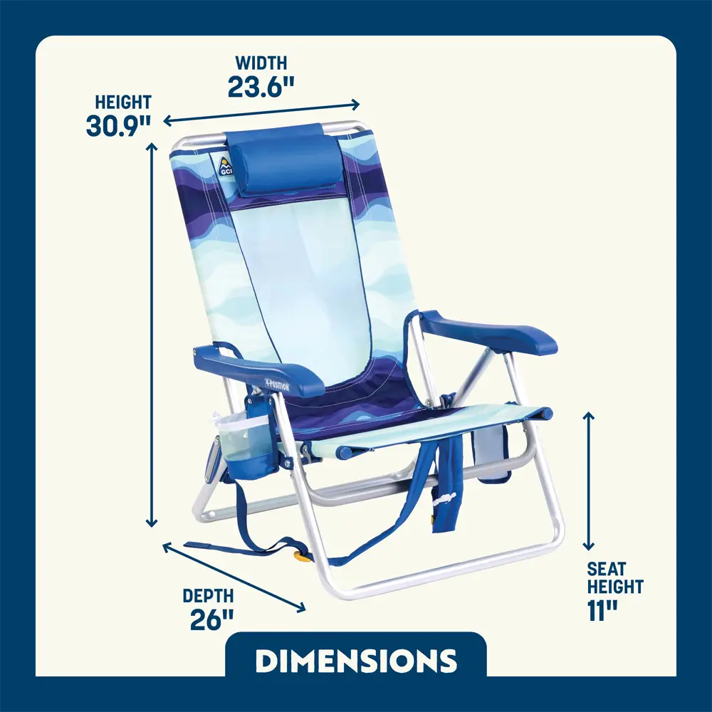 Low-Profile Backpack Beach Chair - Choice 709 - Rust-Resistant Aluminum Sand-Friendly Lounge Chair Detail