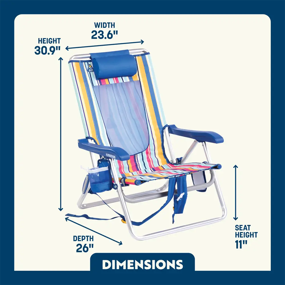 Low-Profile Backpack Beach Chair - Choice 709 - Rust-Resistant Aluminum Sand-Friendly Lounge Chair Detail