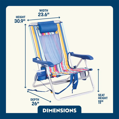 Low-Profile Backpack Beach Chair - Choice 709 - Rust-Resistant Aluminum Sand-Friendly Lounge Chair Detail