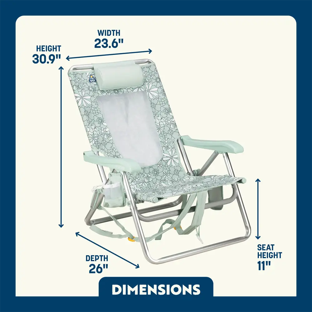 Low-Profile Backpack Beach Chair - Choice 709 - Rust-Resistant Aluminum Sand-Friendly Lounge Chair Detail