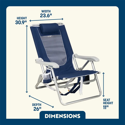 Low-Profile Backpack Beach Chair - Choice 709 - Rust-Resistant Aluminum Sand-Friendly Lounge Chair Detail