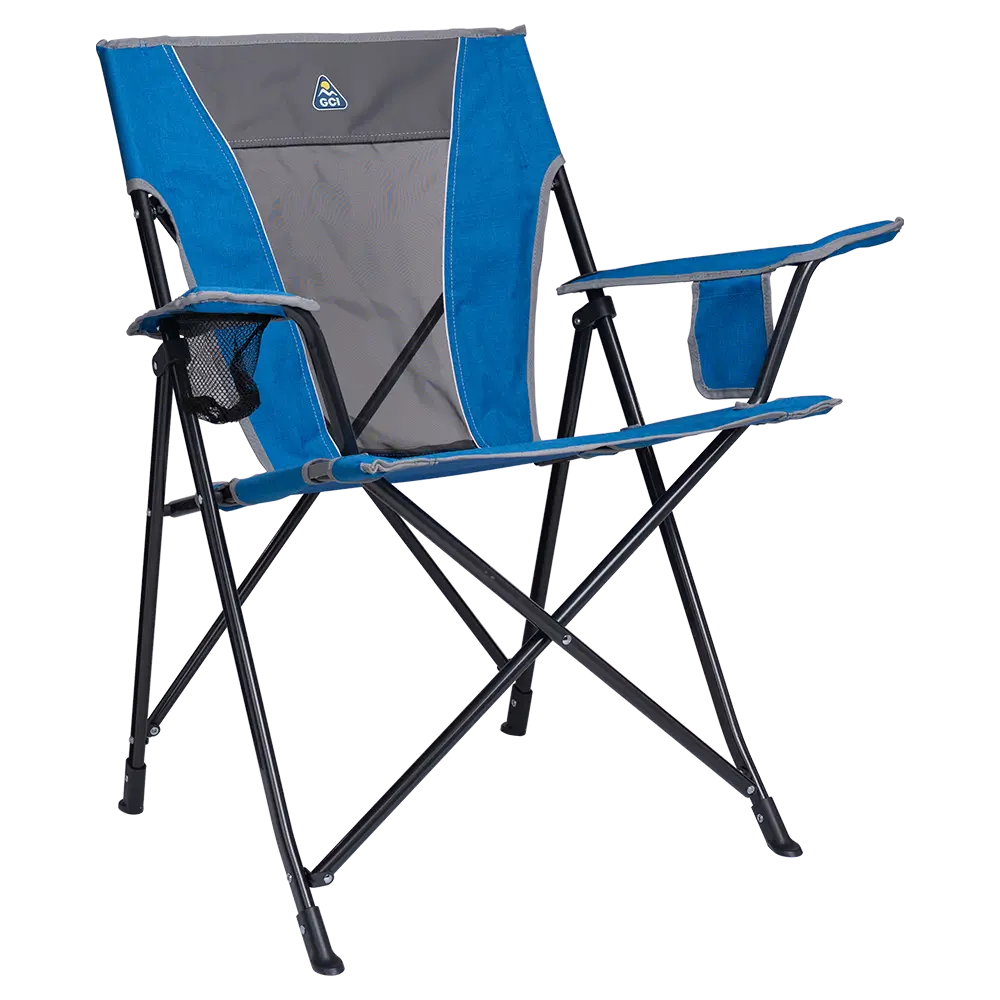 Space-Saving Pico Comfort Quad Chair - Choice 989 - Premium Slim-Fold Compact Chair with Messenger Bag - Heathered Royal