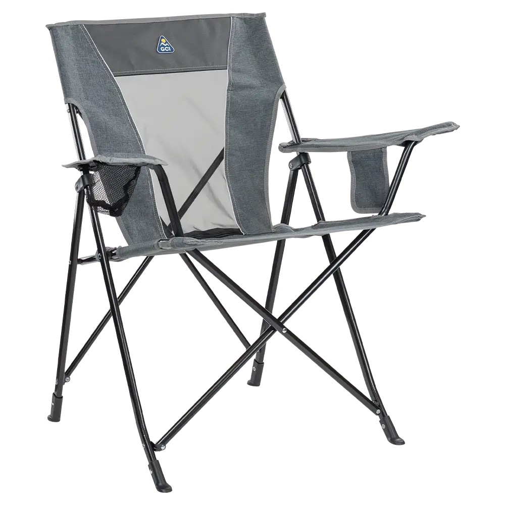 Space-Saving Pico Comfort Quad Chair - Choice 989 - Premium Slim-Fold Compact Chair with Messenger Bag - Heathered Pewter