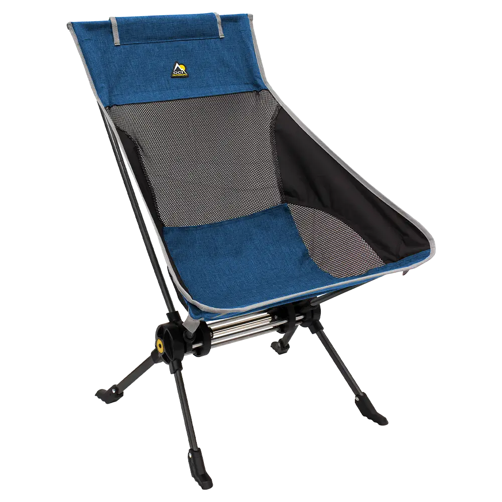 Luxury Camp ComPack Rocker - Choice 980 - Patented Spring-Action Rocking Chair for Camping - Heathered Royal