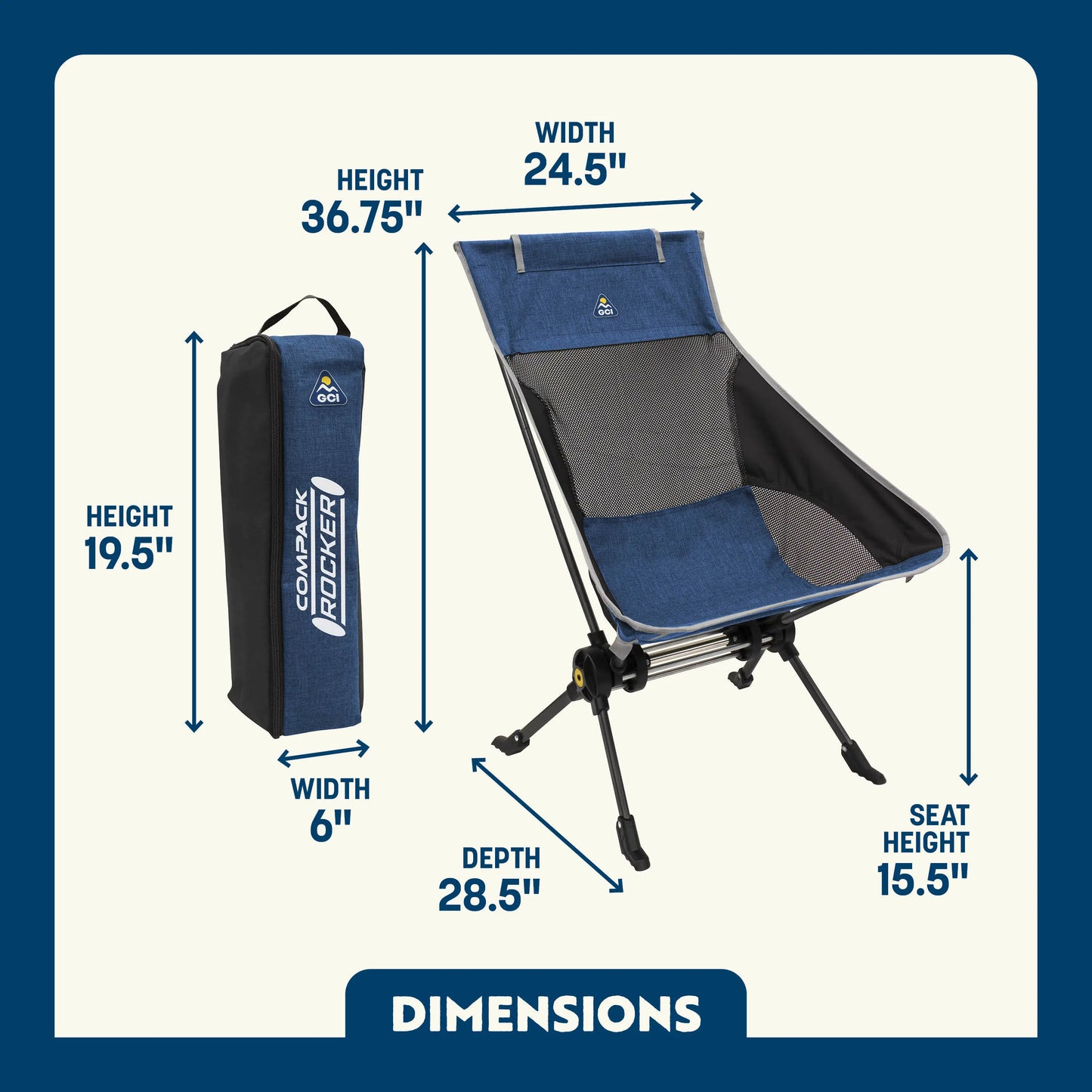 Luxury Camp ComPack Rocker - Choice 980 - Patented Spring-Action Rocking Chair for Camping Detail