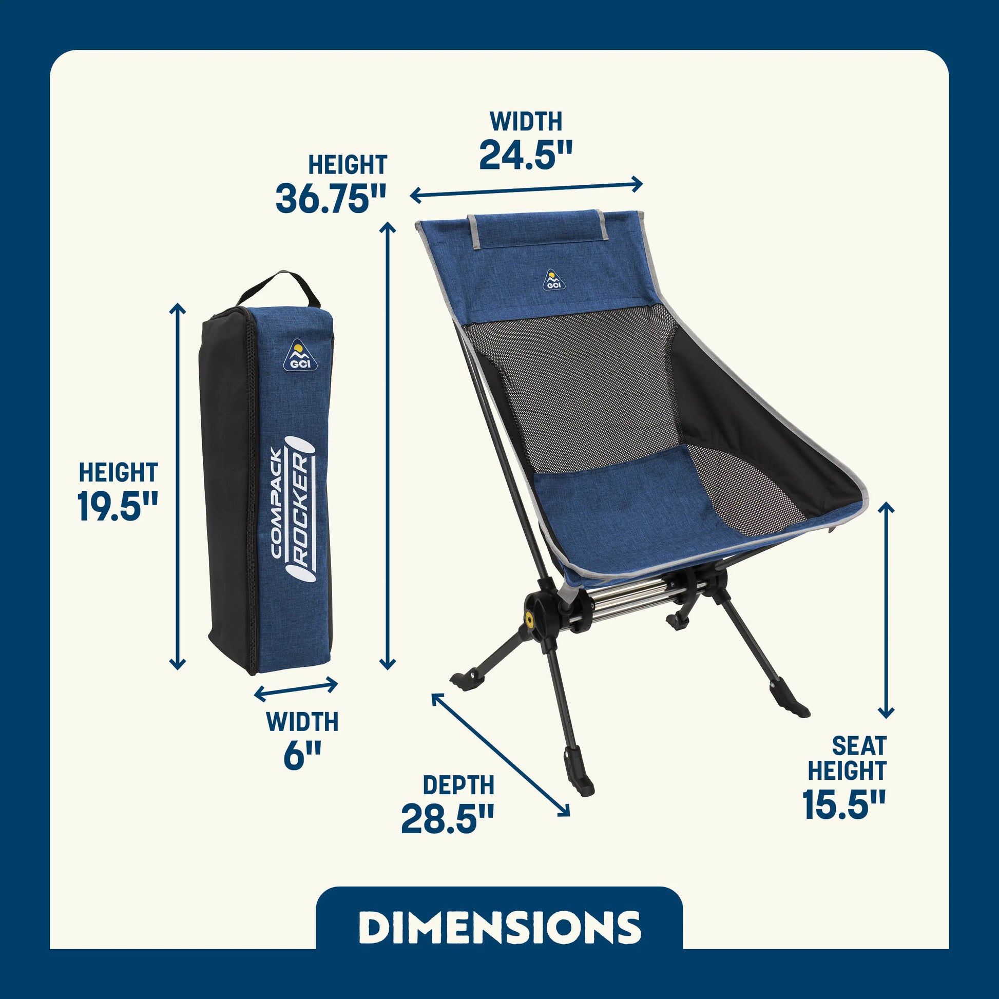 Luxury Camp ComPack Rocker - Choice 980 - Patented Spring-Action Rocking Chair for Camping Detail