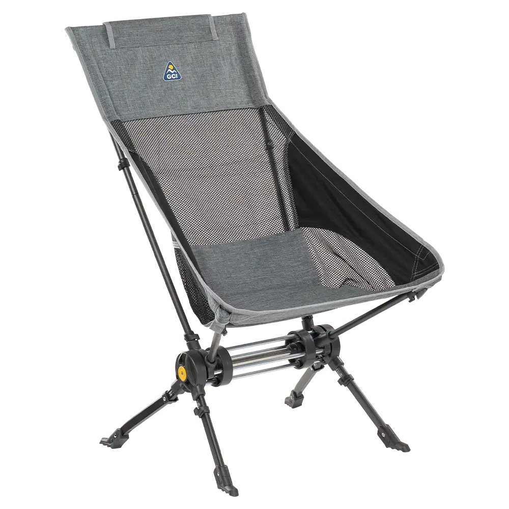 Luxury Camp ComPack Rocker - Choice 980 - Patented Spring-Action Rocking Chair for Camping - Heathered Pewter