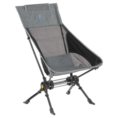 Luxury Camp ComPack Rocker - Choice 980 - Patented Spring-Action Rocking Chair for Camping - Heathered Pewter