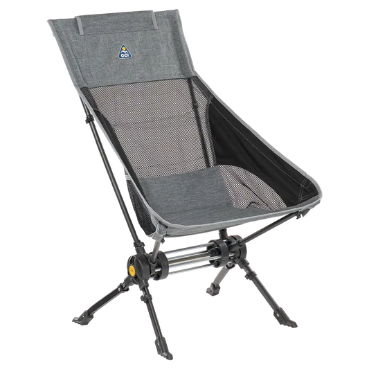Luxury Camp ComPack Rocker - Choice 980 - Patented Spring-Action Rocking Chair for Camping - Heathered Pewter