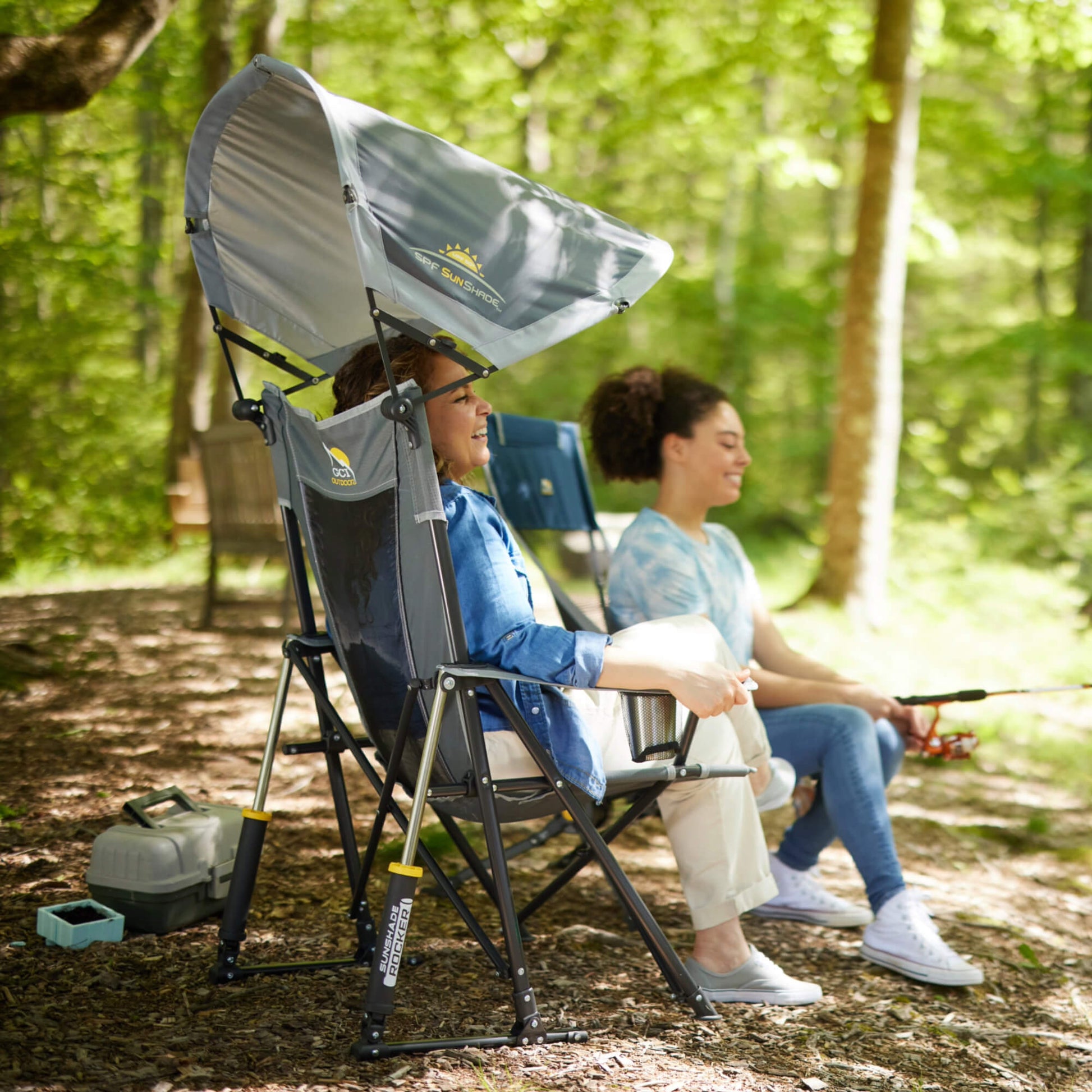 Premium All-Weather SunShade Rocker - Choice 550 - RoadTrip Rocker Smooth Motion Camp Chair Detail