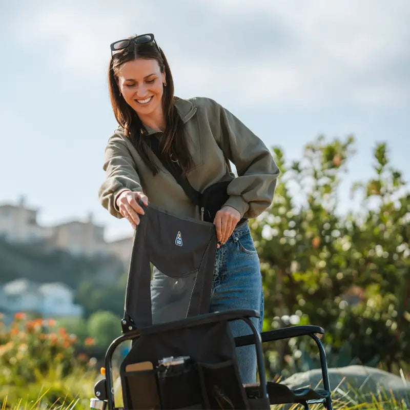 Patented Spring-Action Adjustable Rocker - Choice 573 - Freestyle Rocker Portable Outdoor Folding Chair Detail