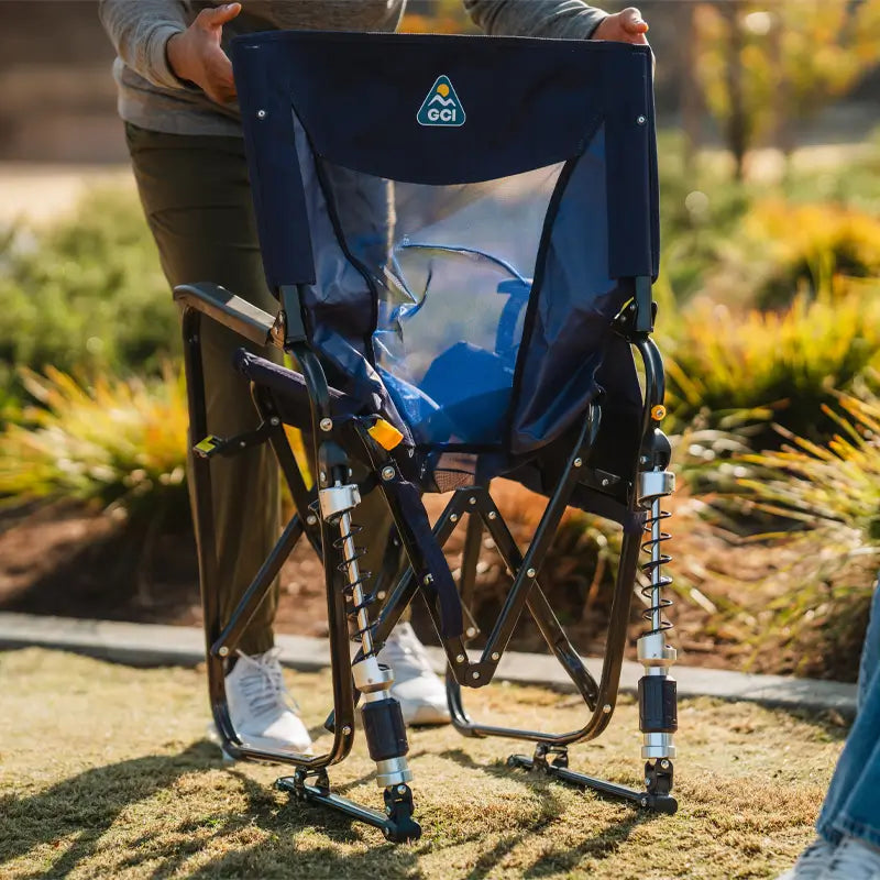 Patented Spring-Action Adjustable Rocker - Choice 573 - Freestyle Rocker Portable Outdoor Folding Chair Detail