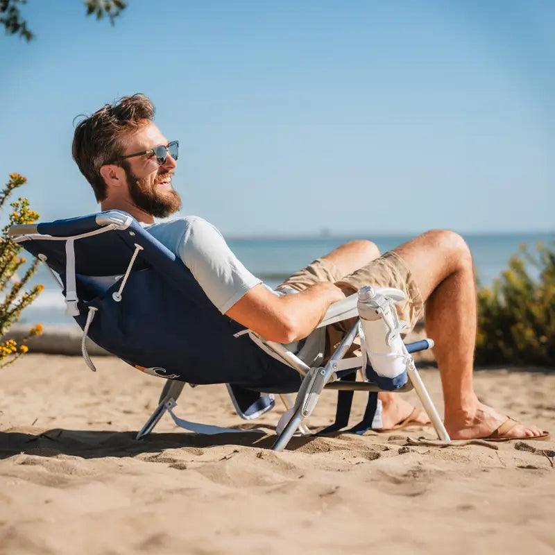 Low-Profile Backpack Beach Chair - Choice 709 - Rust-Resistant Aluminum Sand-Friendly Lounge Chair Detail