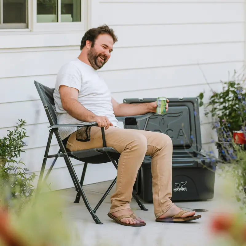 Space-Saving Pico Comfort Quad Chair - Choice 989 - Premium Slim-Fold Compact Chair with Messenger Bag Detail