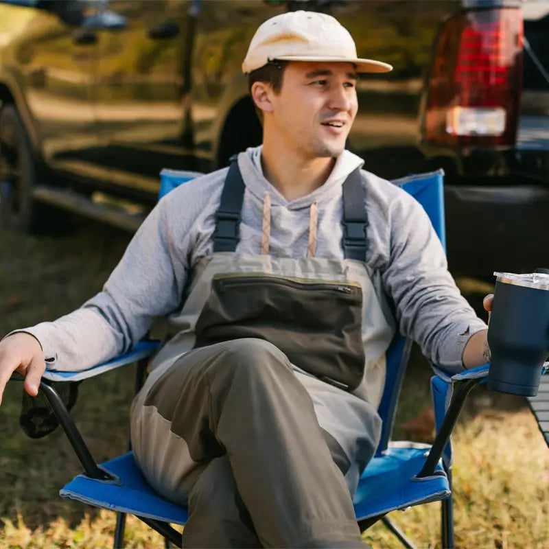 Space-Saving Pico Comfort Quad Chair - Choice 989 - Premium Slim-Fold Compact Chair with Messenger Bag Detail