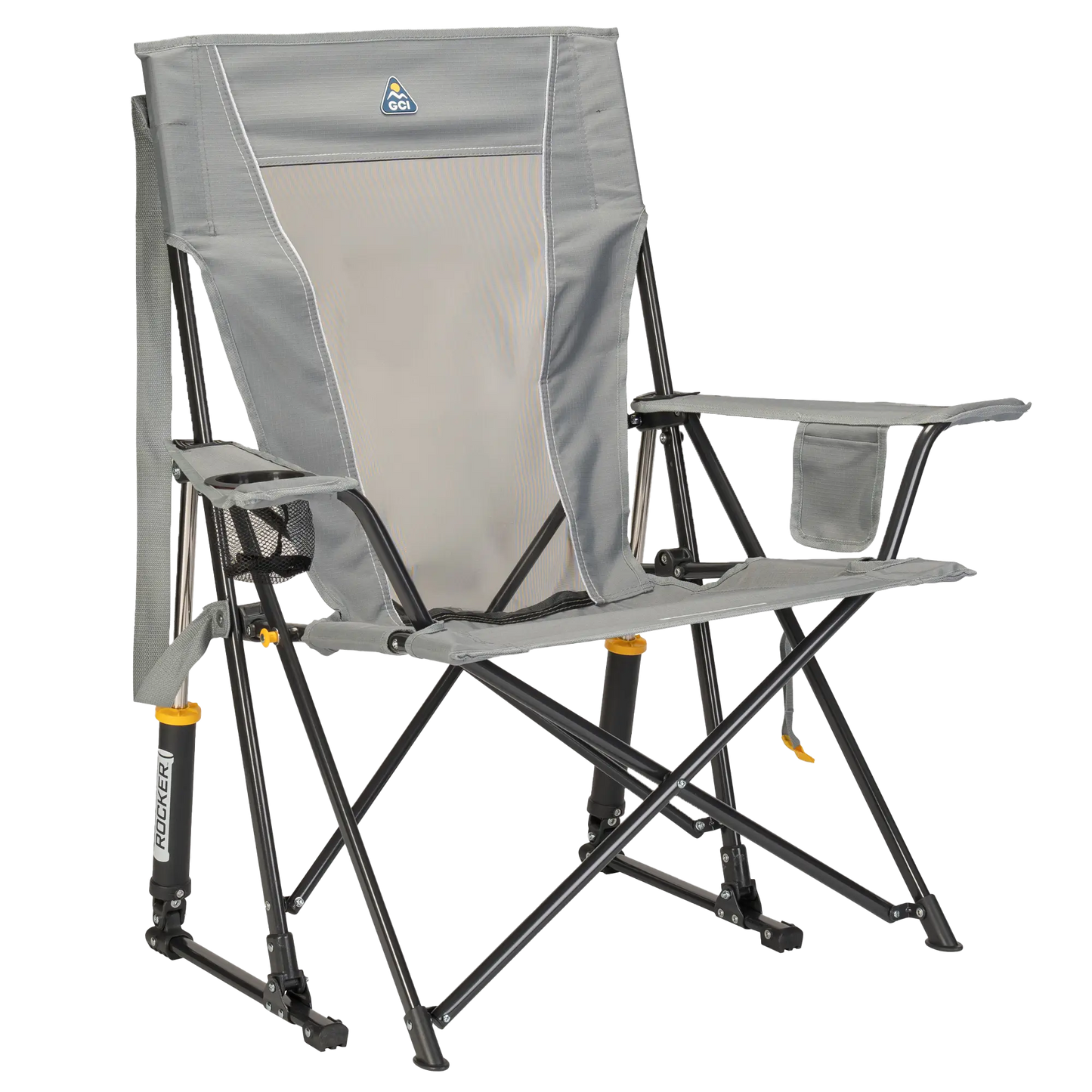 Heavy-Duty Freestyle Comfort Pro Rocker - Choice 375 - Freestyle Rocker Portable Outdoor Folding Chair - Mercury Gray