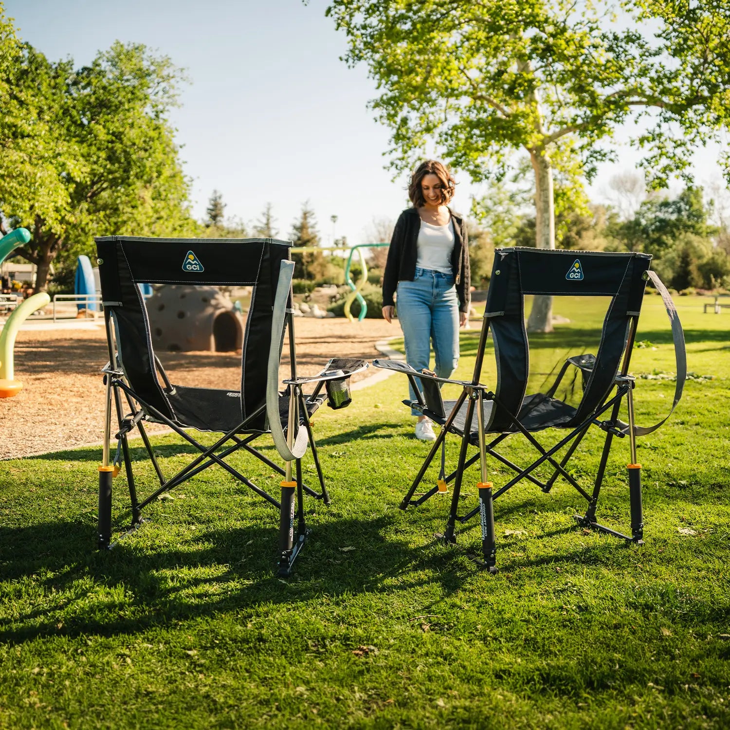 Heavy-Duty Freestyle Comfort Pro Rocker - Choice 375 - Freestyle Rocker Portable Outdoor Folding Chair Detail