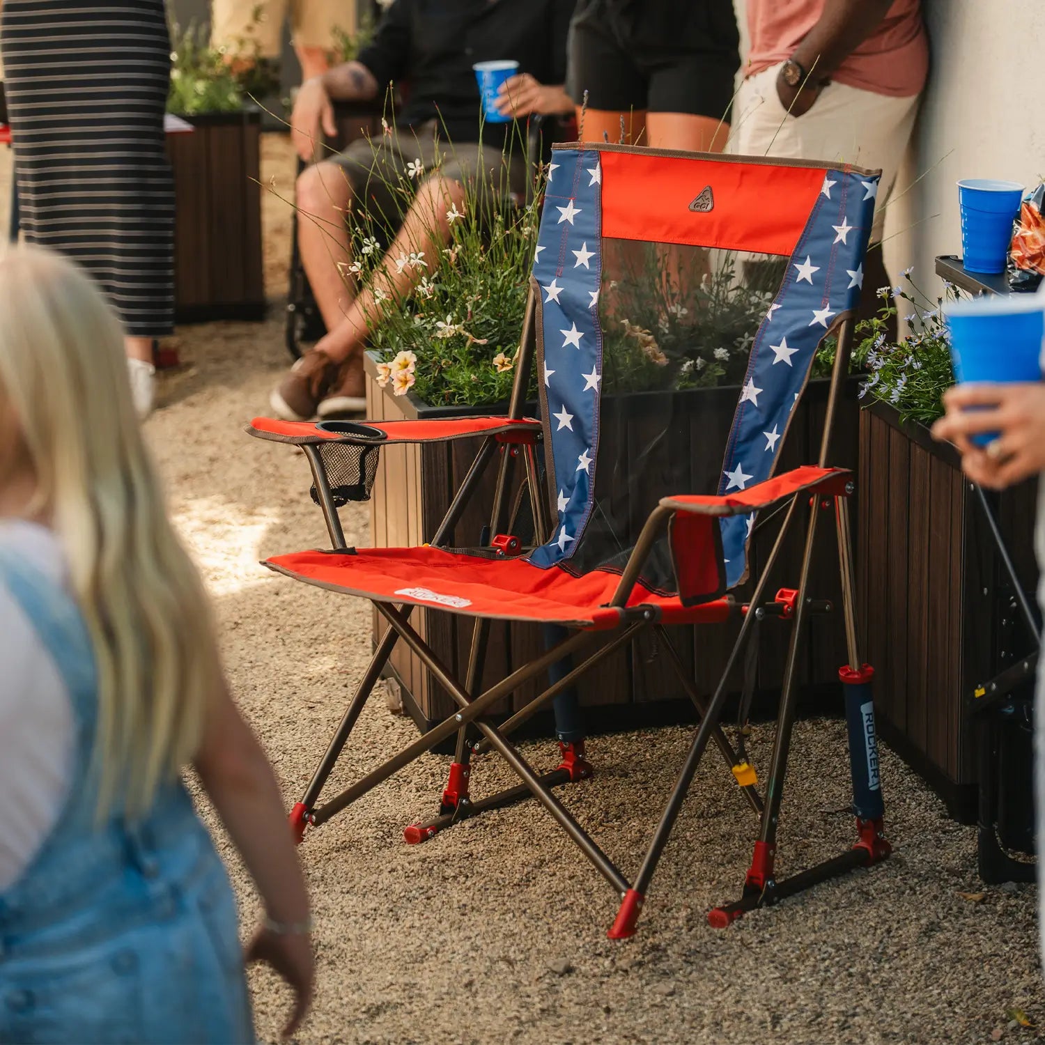 Patented Spring-Action Comfort Pro Rocker - USA Anniversary Deluxe - Choice 424 - Freestyle Rocker Portable Outdoor Folding Chair Detail