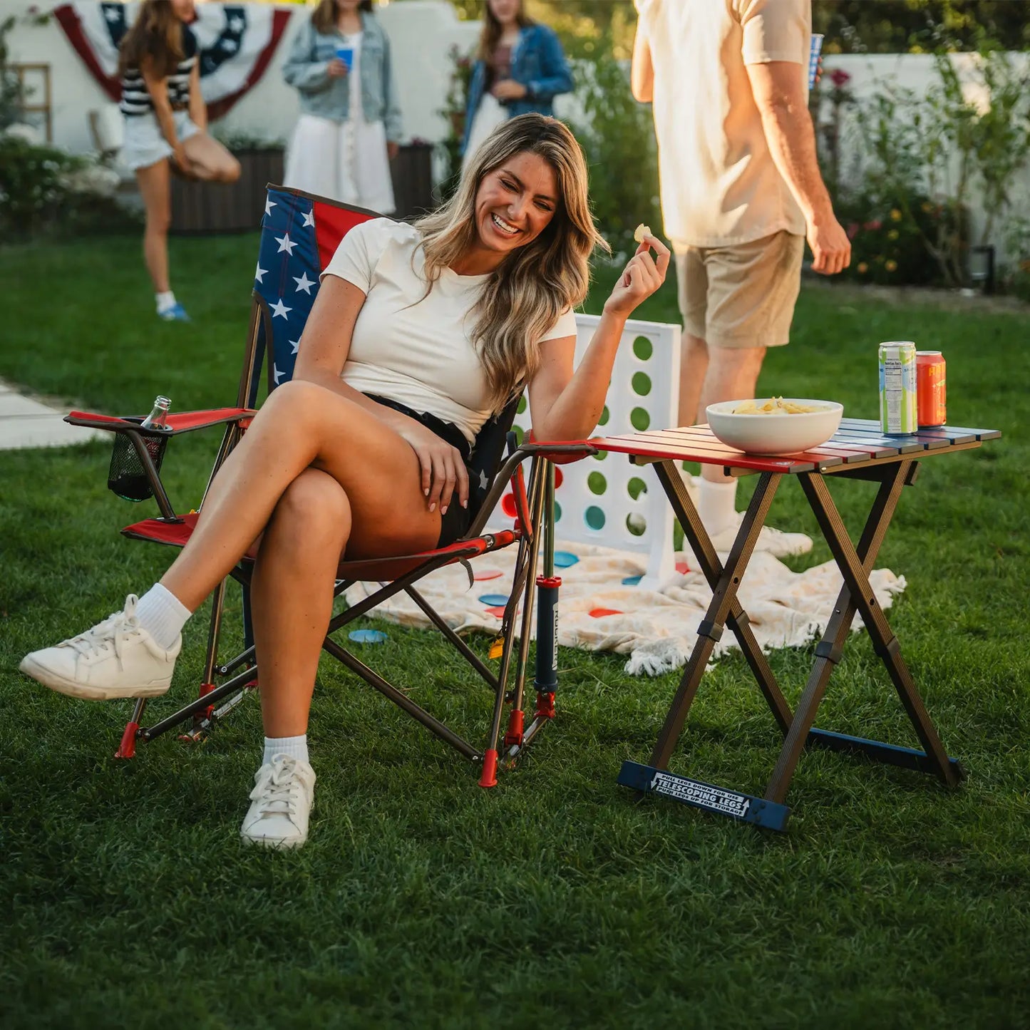 Patented Spring-Action Comfort Pro Rocker - USA Anniversary Deluxe - Choice 424 - Freestyle Rocker Portable Outdoor Folding Chair Detail