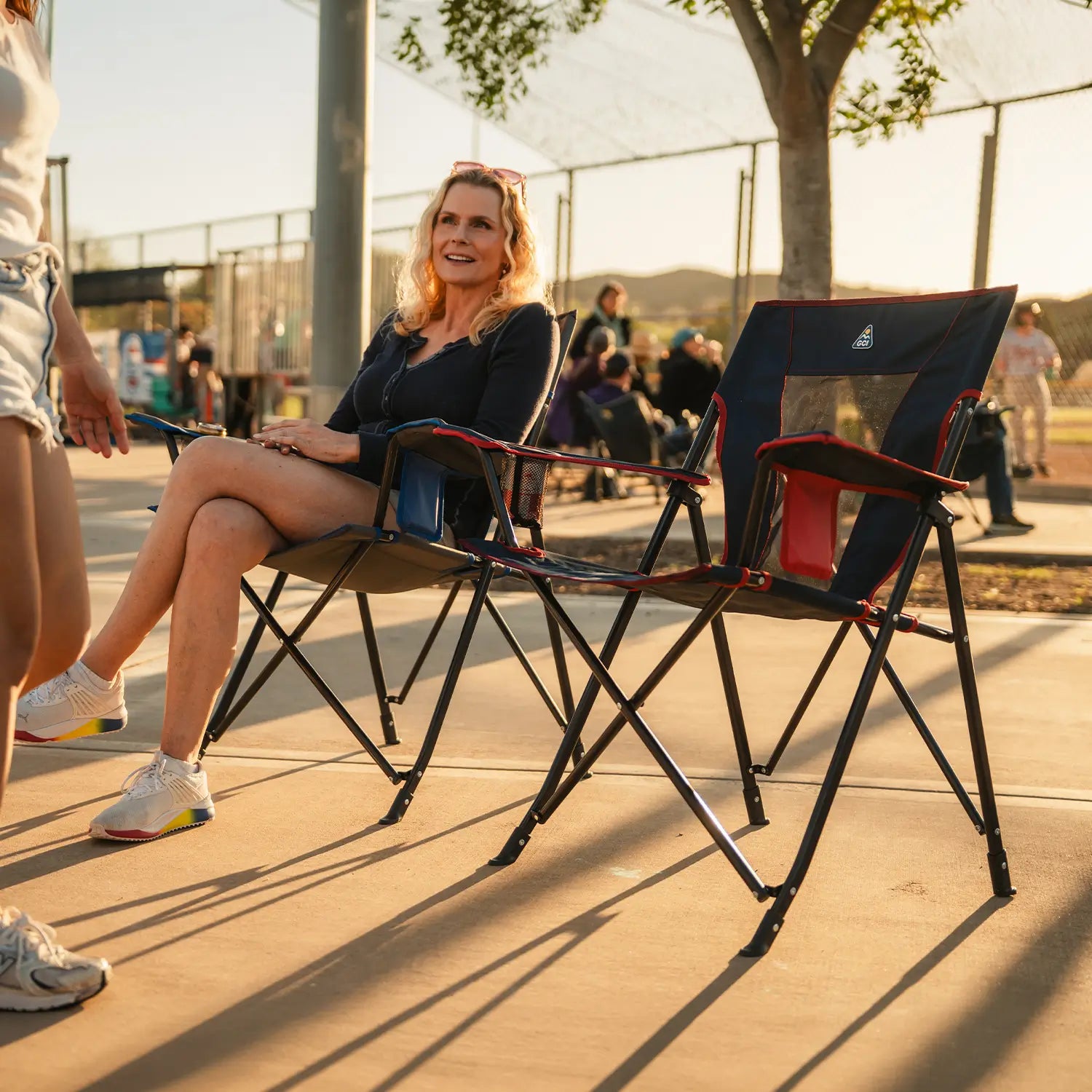 Space-Saving Pico Comfort Quad Chair - Choice 989 - Premium Slim-Fold Compact Chair with Messenger Bag Detail