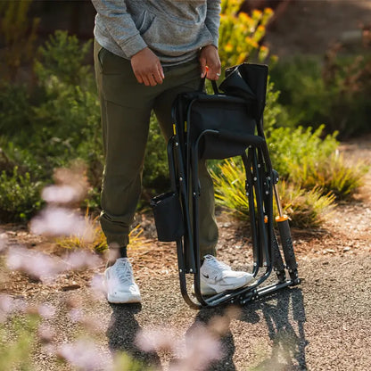 Luxury Camp Freestyle Rocker Elite - Choice 460 - Heavy-Duty Kickback Rocker with Beverage Holder Detail