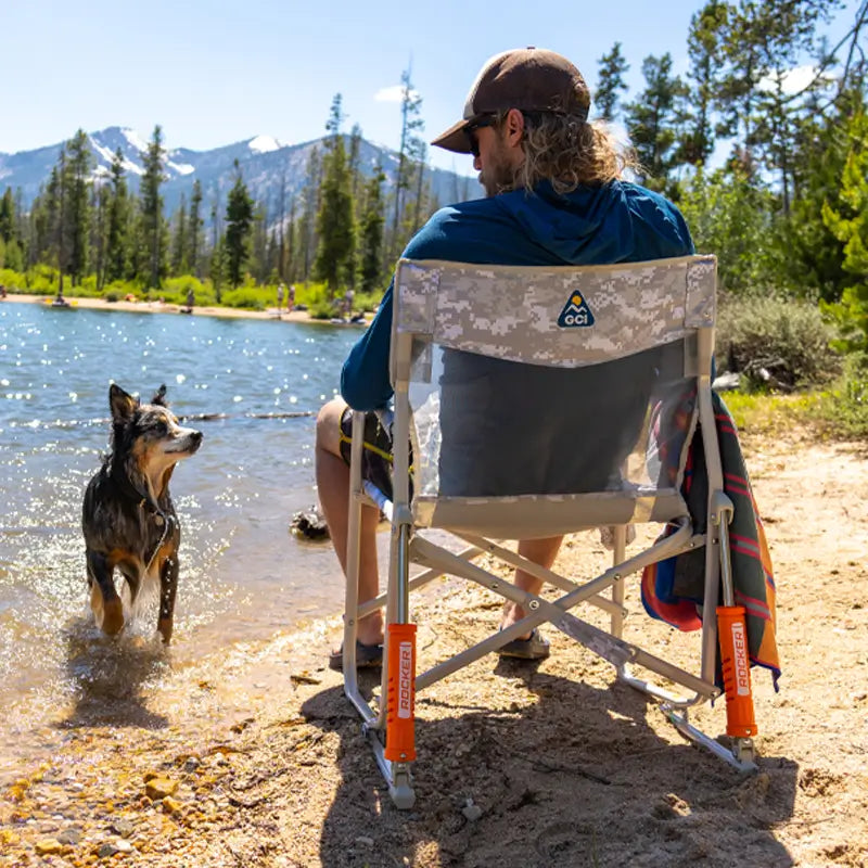 Luxury Camp Freestyle Rocker Elite - Choice 460 - Heavy-Duty Kickback Rocker with Beverage Holder Detail