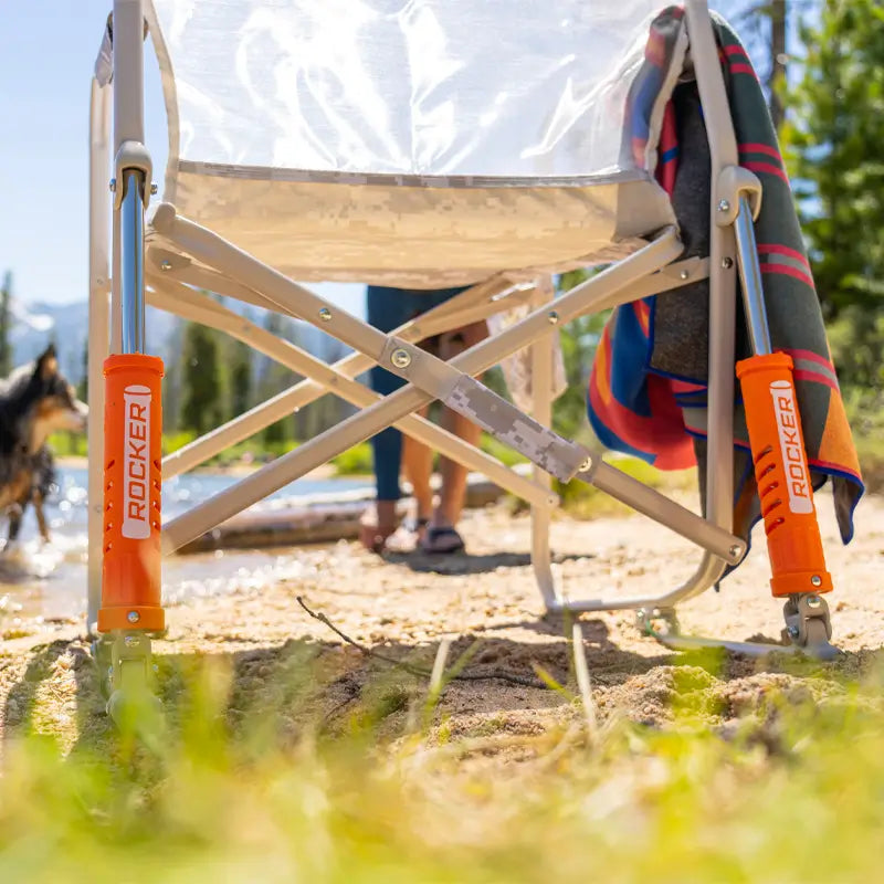 Luxury Camp Freestyle Rocker Elite - Choice 460 - Heavy-Duty Kickback Rocker with Beverage Holder Detail