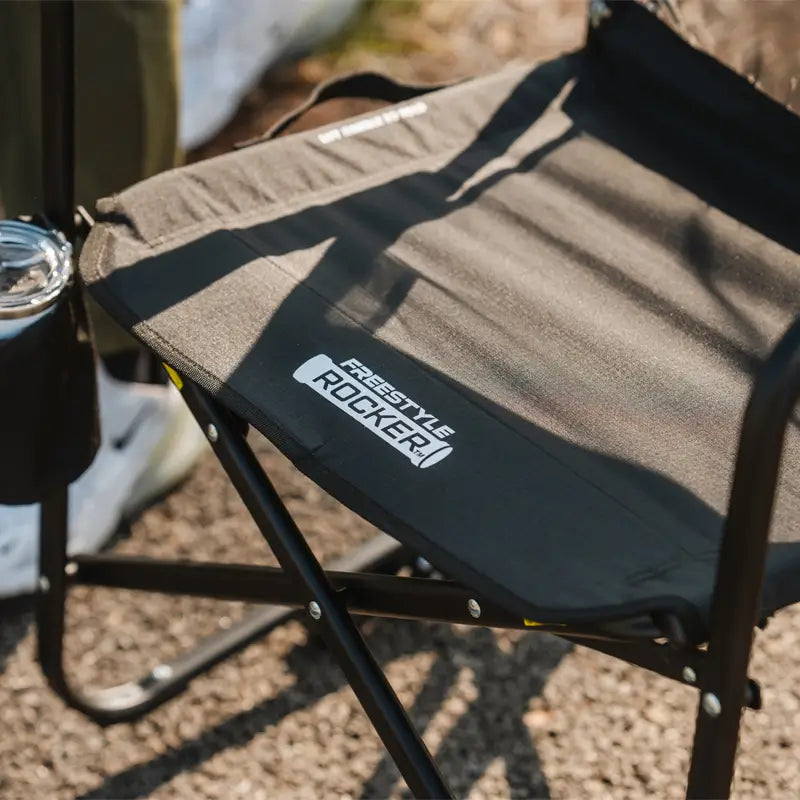 Luxury Camp Freestyle Rocker Elite - Choice 460 - Heavy-Duty Kickback Rocker with Beverage Holder Detail
