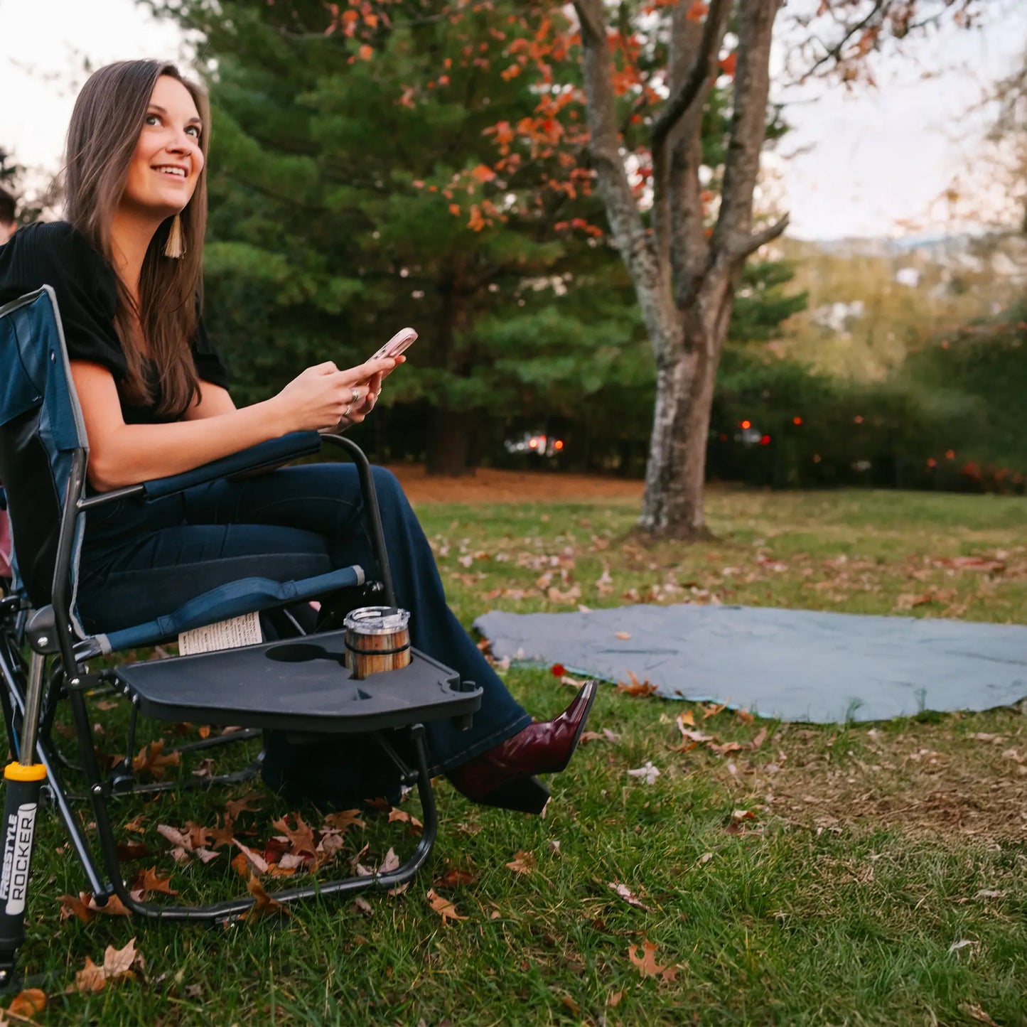 Heavy-Duty Freestyle Freestyle Rocker with Side Table - Choice 853 - RoadTrip Rocker Smooth Motion Camp Chair Detail