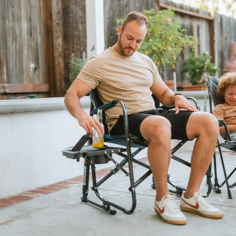 Heavy-Duty Freestyle Freestyle Rocker with Side Table - Choice 853 - RoadTrip Rocker Smooth Motion Camp Chair Detail