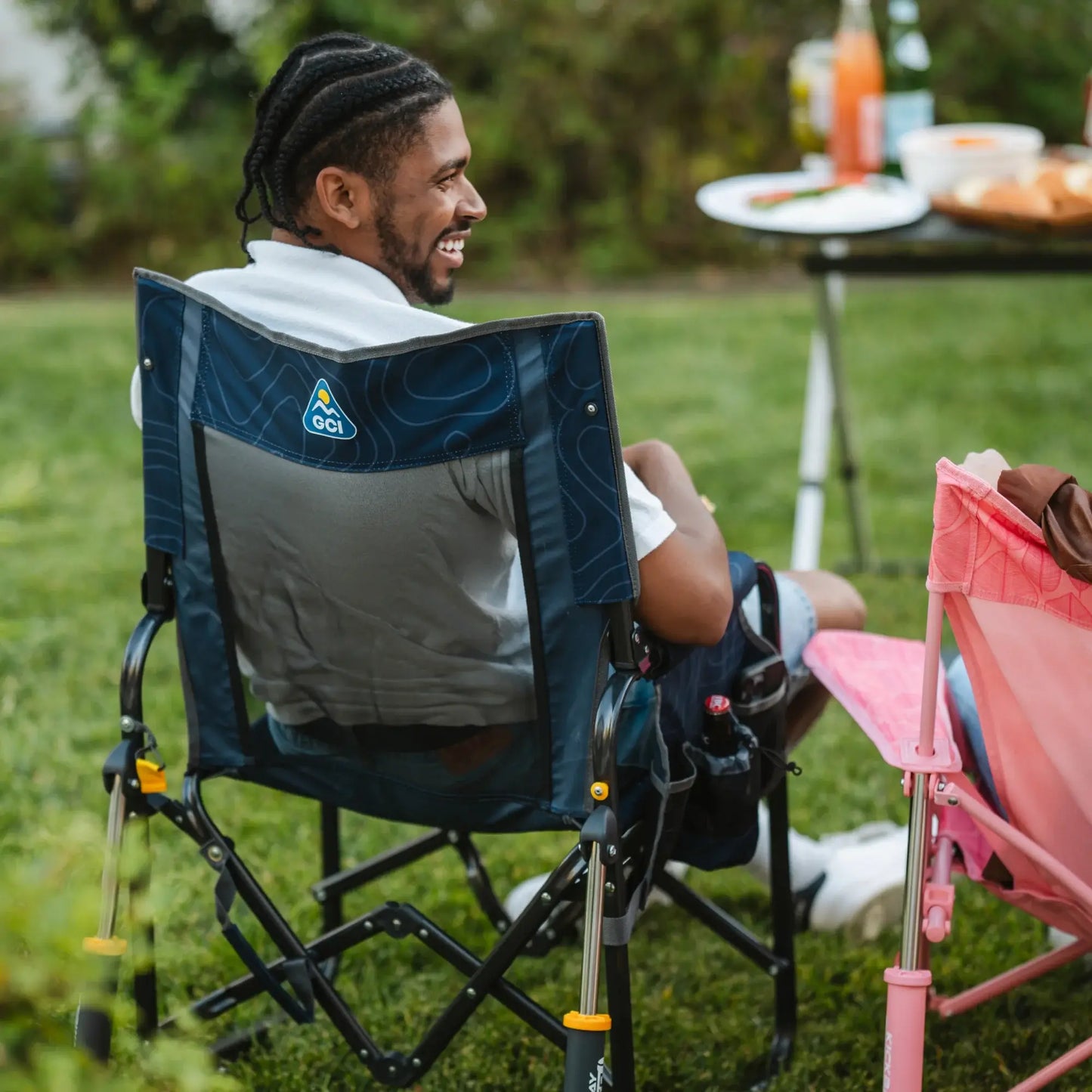 Luxury Camp Stowaway Rocker - Choice 794 - Freestyle Rocker Portable Outdoor Folding Chair Detail