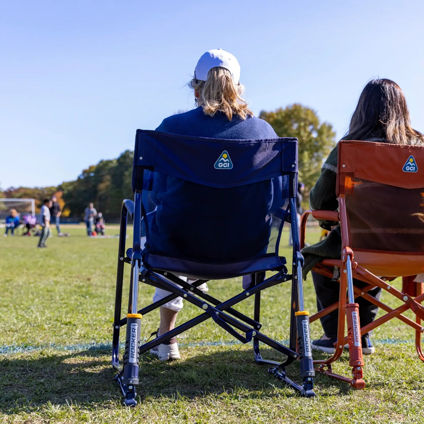 Luxury Camp Freestyle Rocker Elite - Choice 460 - Heavy-Duty Kickback Rocker with Beverage Holder Detail