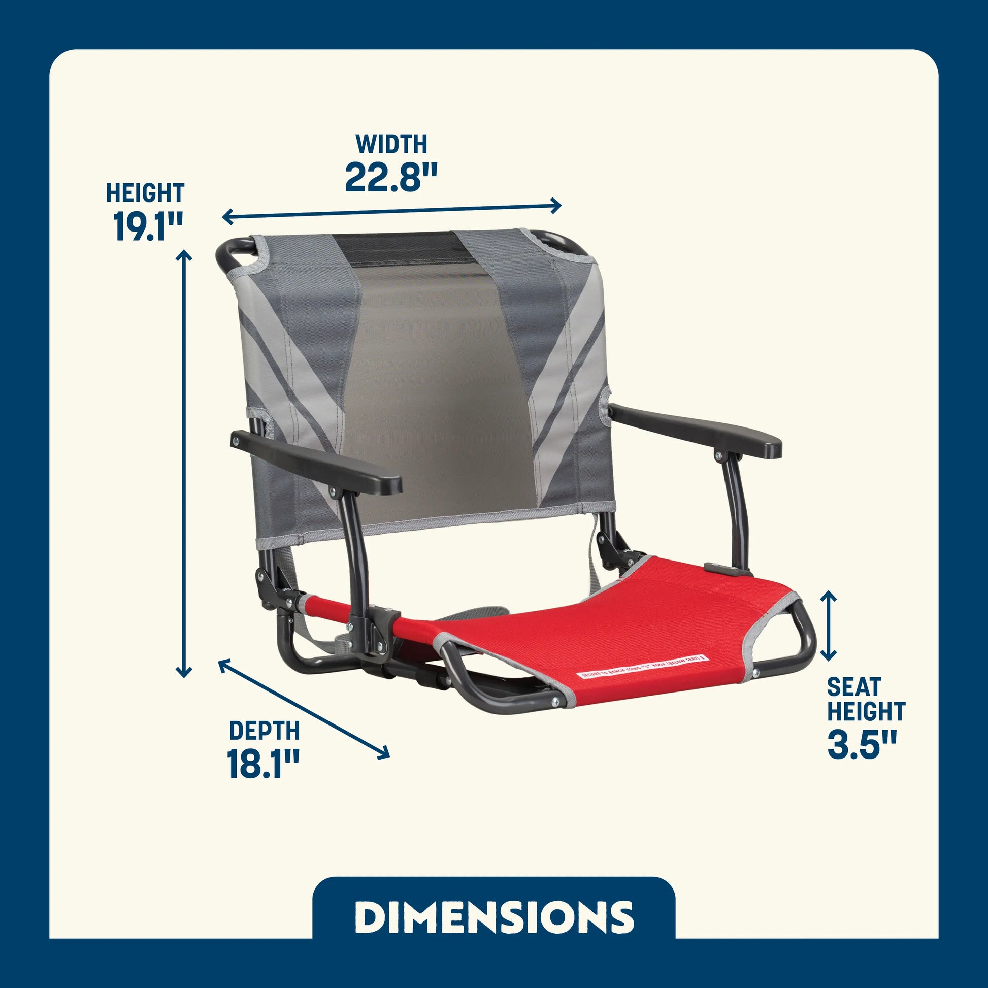 Compact Cushion Big Comfort Stadium Chair with Armrests - Choice 465 - Lightweight Folding Bleacher Chair with Cushioning Detail