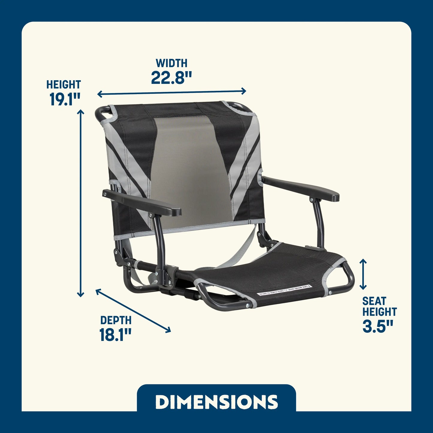 Compact Cushion Big Comfort Stadium Chair with Armrests - Choice 465 - Lightweight Folding Bleacher Chair with Cushioning Detail
